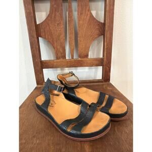 Kork Ease Audrina Sandals Black Leather Ankle Buckle Straps